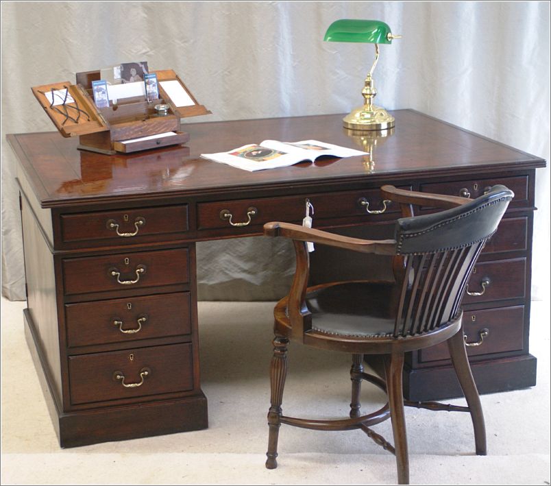 1038 Antique Victorian Mahogany Partners Desk (2)
